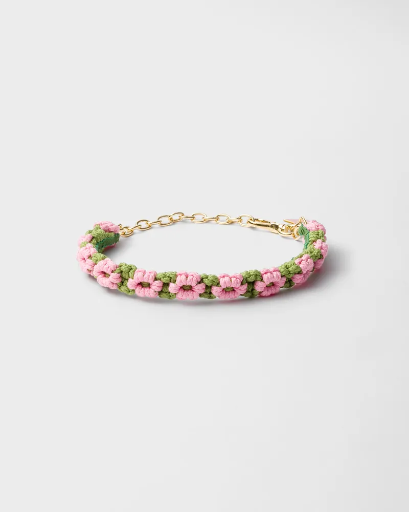 Prada Choker aus geflochtener Kordel Blütenrosa