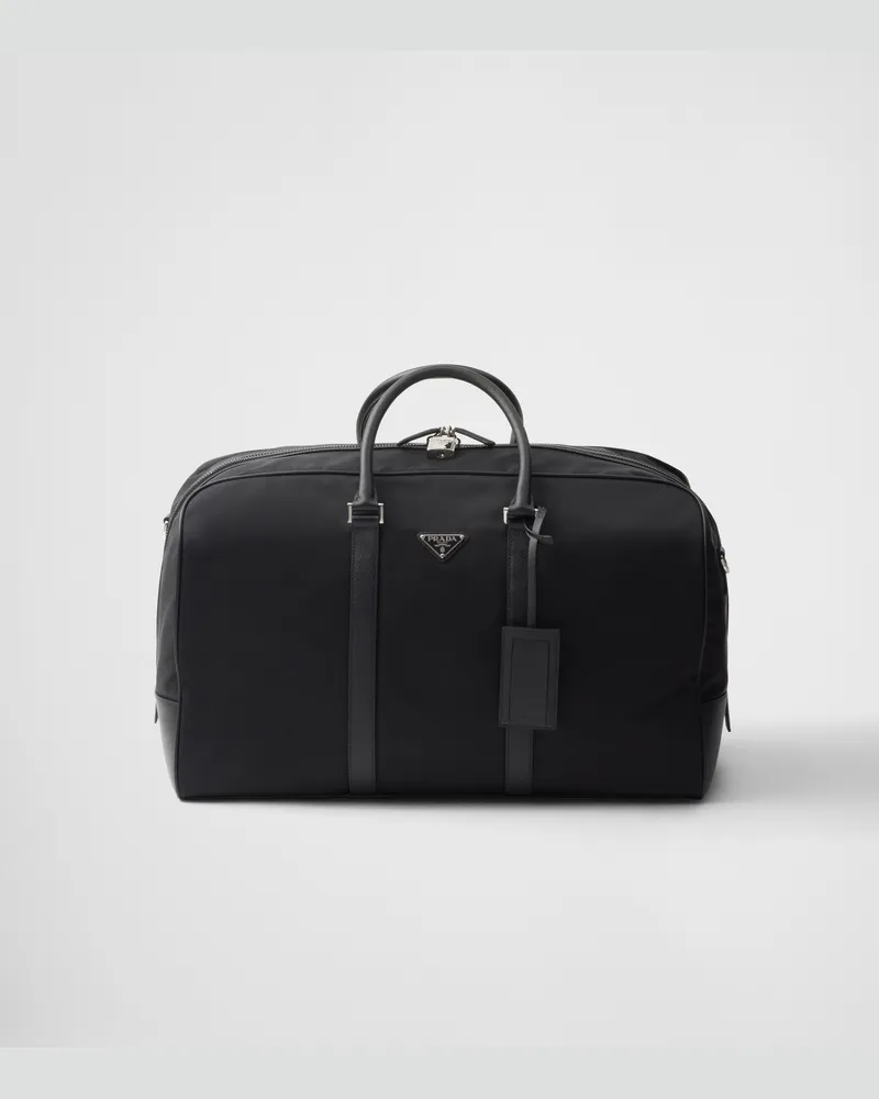 Prada Weekender aus Re-Nylon und Saffiano-Leder Schwarz