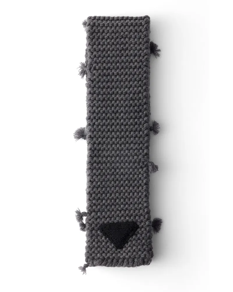 Prada Wool Knit Scarf, Damen, Schiefergrau Schiefergrau