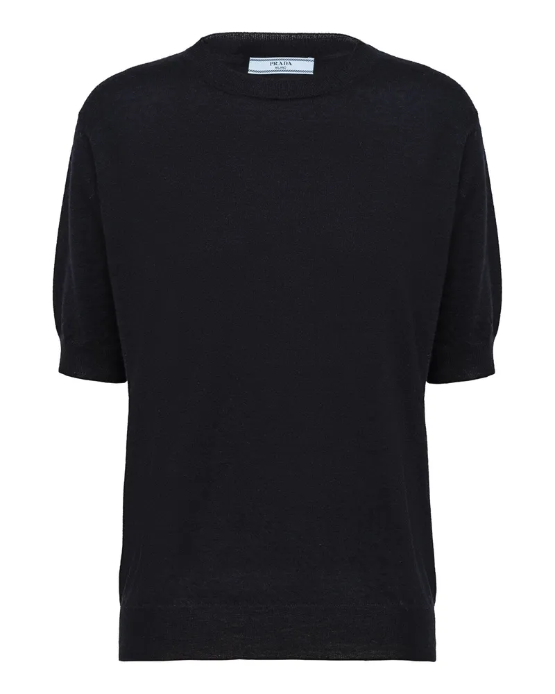 Prada Rundhalspullover Aus Kaschmir, Damen, Blau, Größe Blau