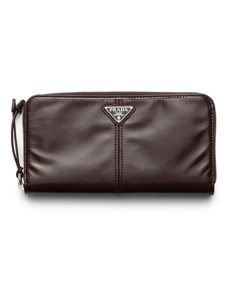 Prada Geldbörse Aus Leder, Herren, Dunkelbraun Dunkelbraun