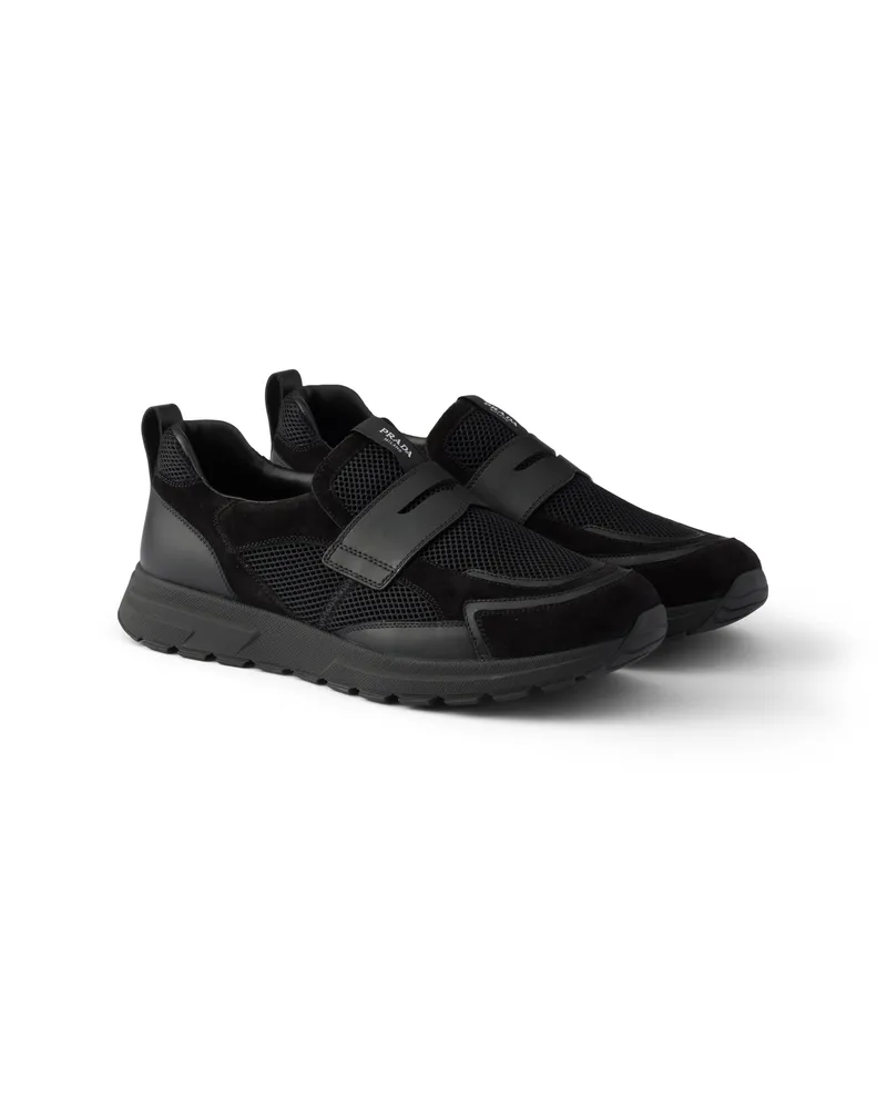 Prada Prax Loafer Aus Meshgewebe Und Leder, Herren, Schwarz, Größe 9,5 Schwarz