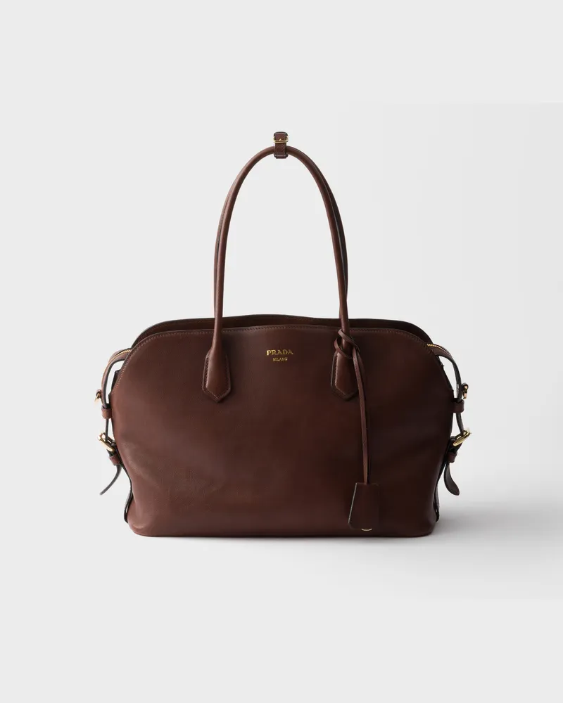 Prada Große Tote Bag aus Leder Kakao
