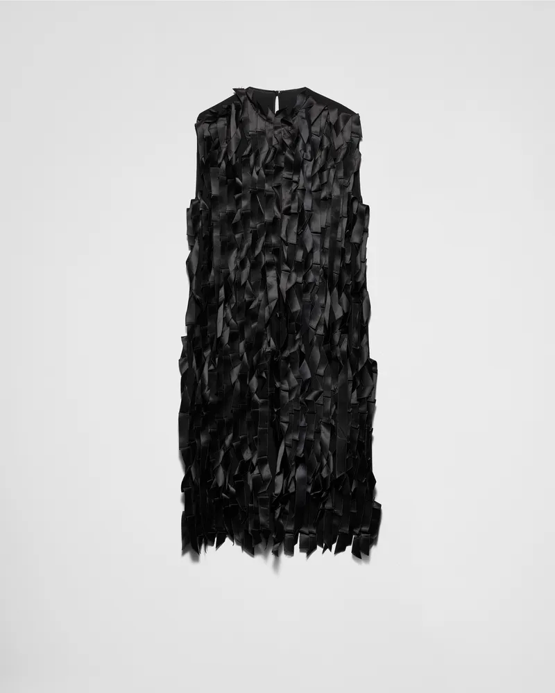 Prada Kleid aus Sablé mit Schleifen Schwarz
