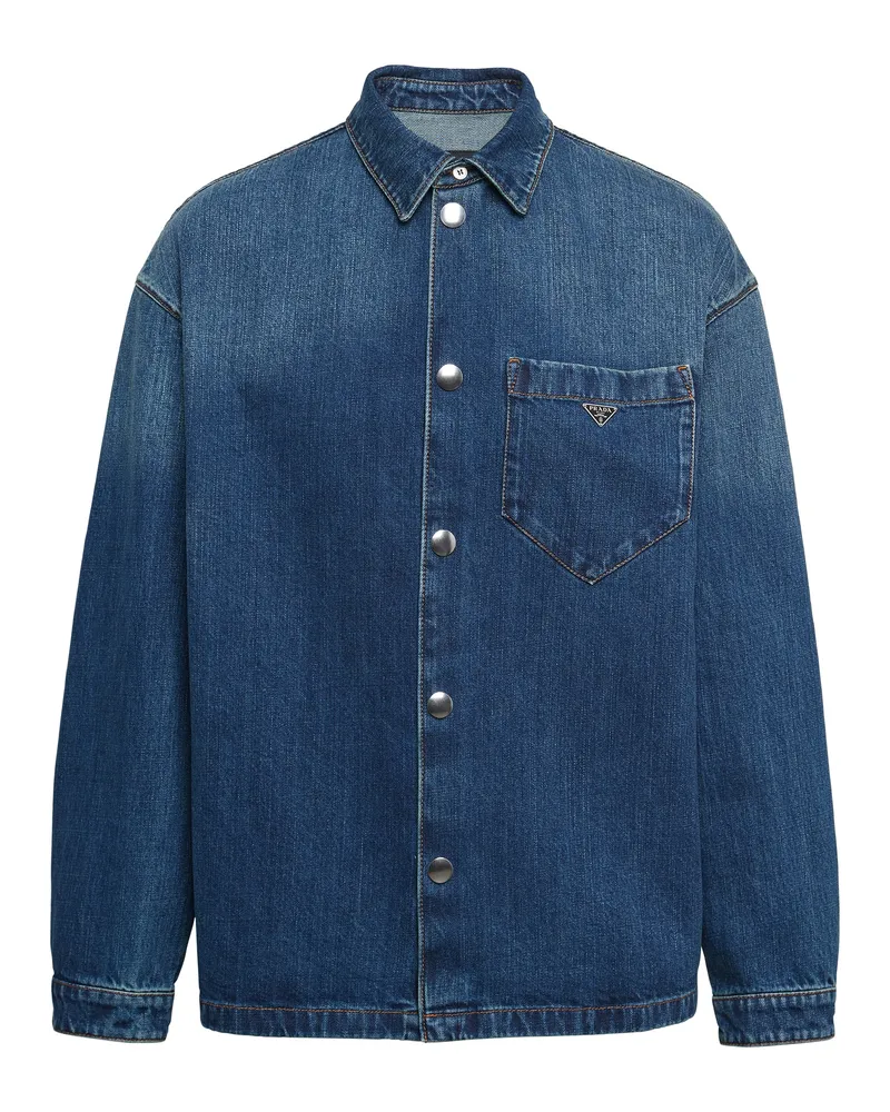 Prada Hemd Aus Denim, Herren, Blau, Größe Blau