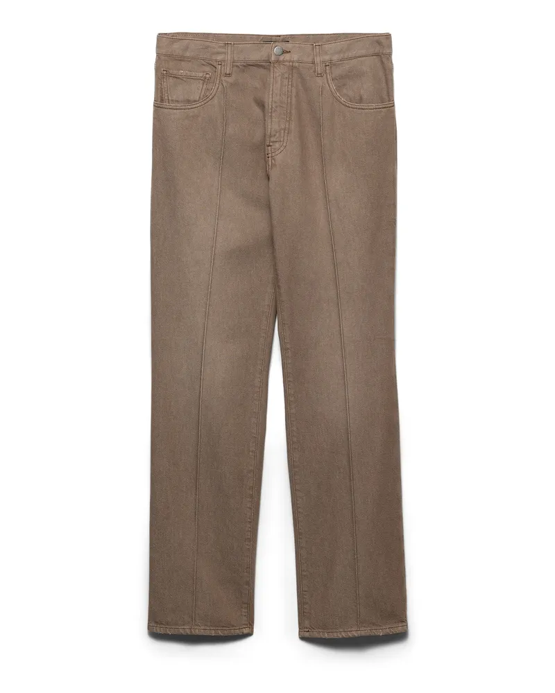 Prada Five-pocket-jeans Aus Gewaschenem Denim, Herren, Braun, Größe Braun