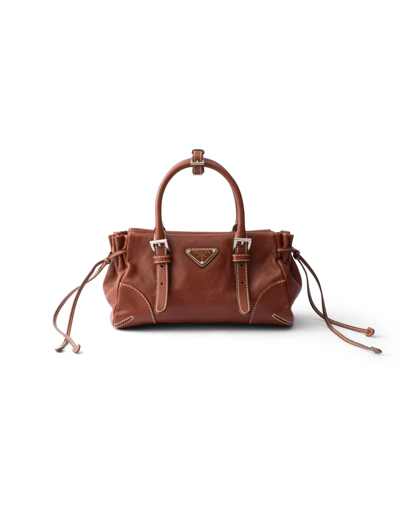 Prada Kleine  Bonnie Tasche Aus Leder, Damen, Palisander Palisander