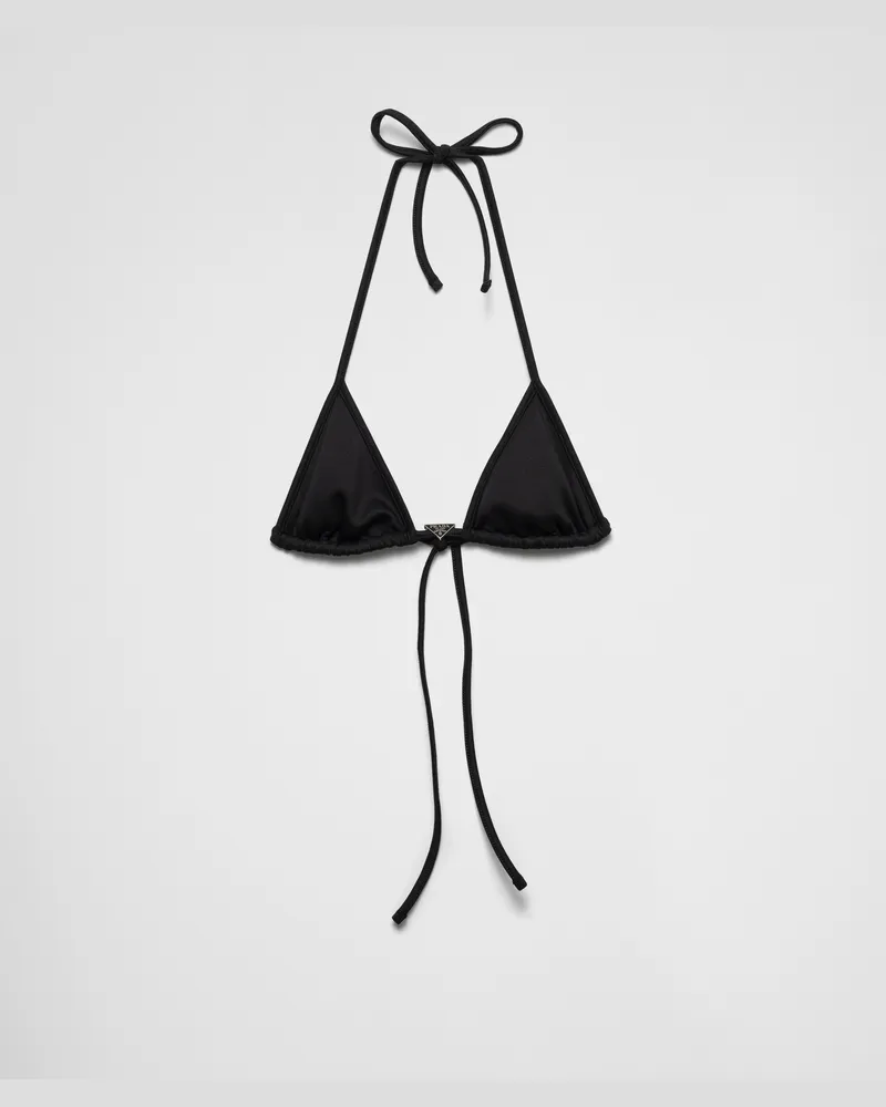 Prada Triangel-Bikini-Oberteil aus Interlock-Stoff Schwarz