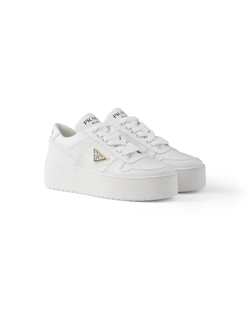 Prada Downtown Bold Sneaker Aus Leder, Damen, Weiss, Größe Weiss