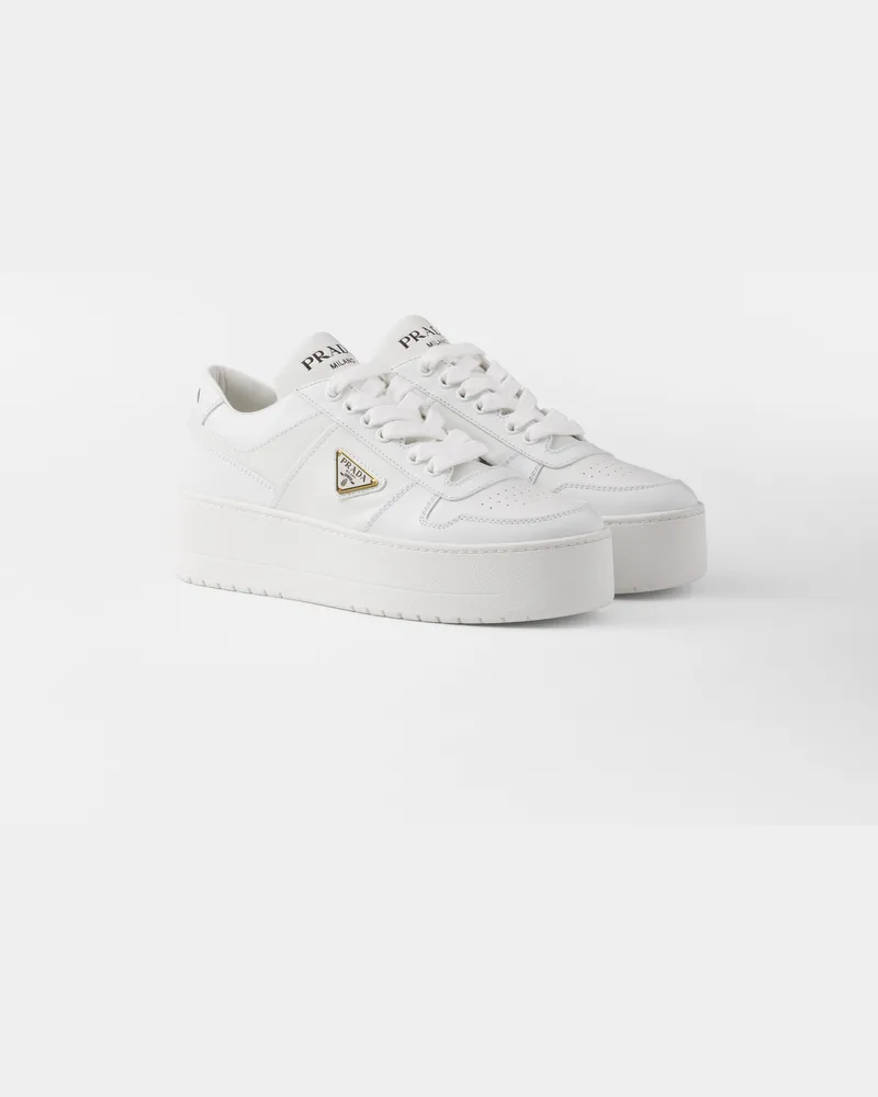 Prada Downtown Bold Sneaker Aus Leder, Damen, Weiss, Größe Weiss