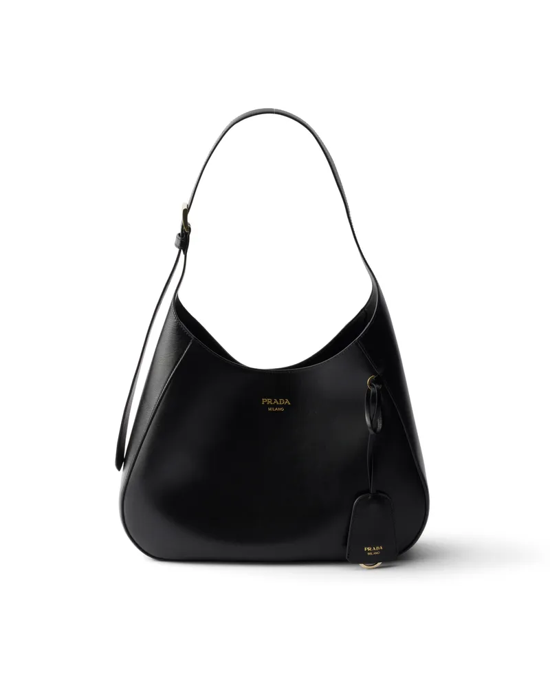 Prada Boogie Mittelgroße Handtasche Aus Leder, Damen, Schwarz Schwarz