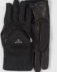 Prada Handschuhe aus Re-Nylon und Nappaleder Schwarz