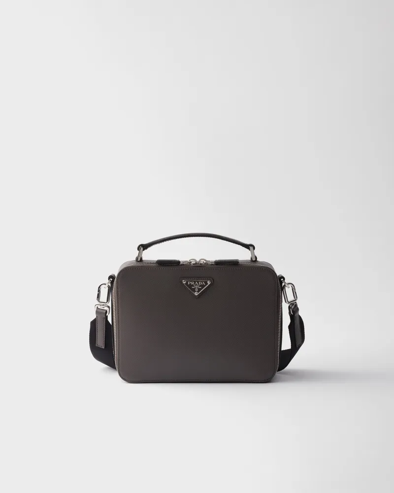 Prada Brique Tasche aus Saffiano-Leder Rauchgrau