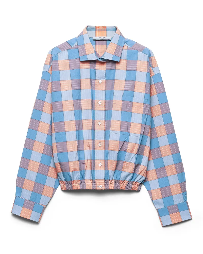 Prada Hemd Aus Popeline Mit Karo-muster, Damen, Alabasterrosa, Größe Alabasterrosa