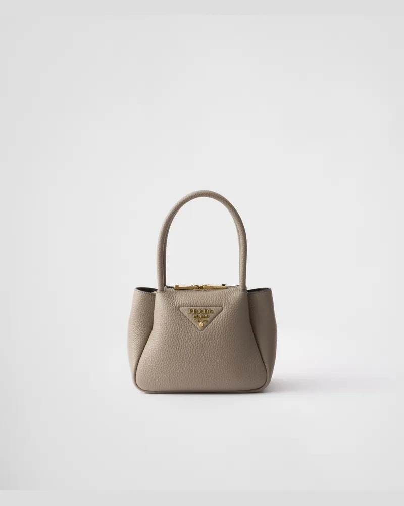 Prada Mini-Handtasche aus Leder Lehmgrau