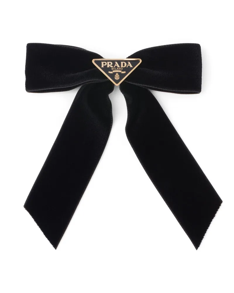 Prada Haarspange Aus Samt, Damen, Schwarz Schwarz