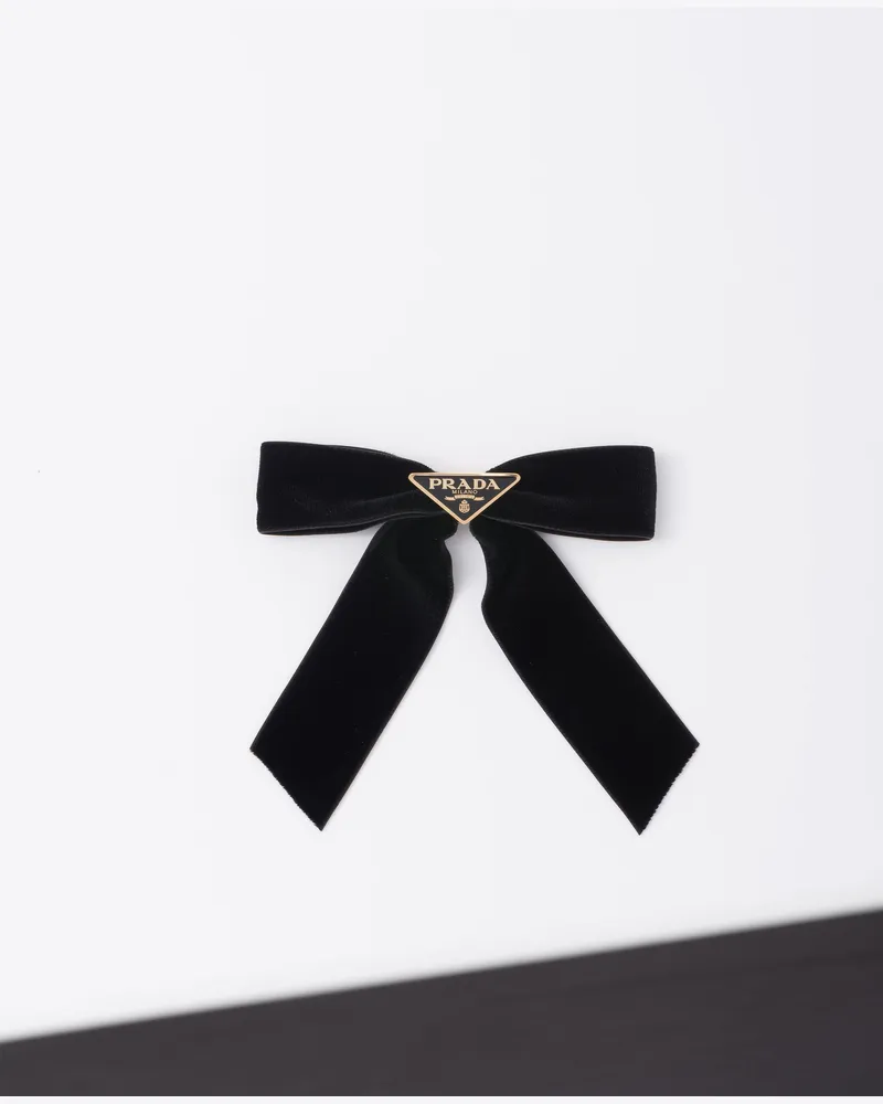 Prada Haarspange Aus Samt, Damen, Schwarz Schwarz