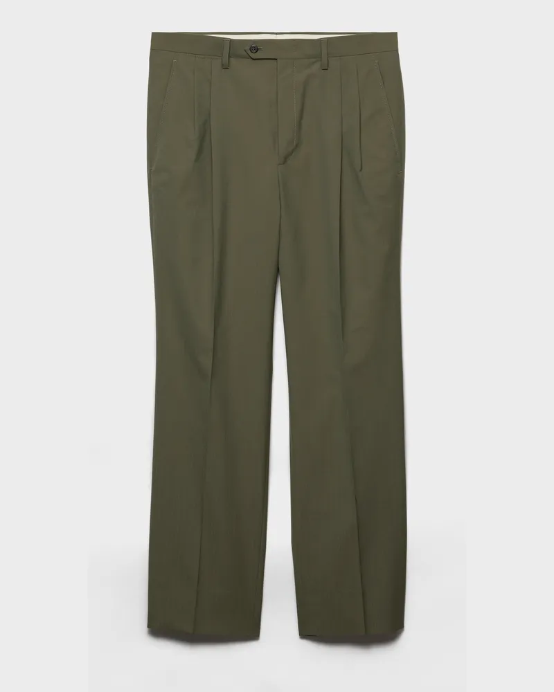 Prada Hose aus Wolle mit weitem Bein Waldgrün