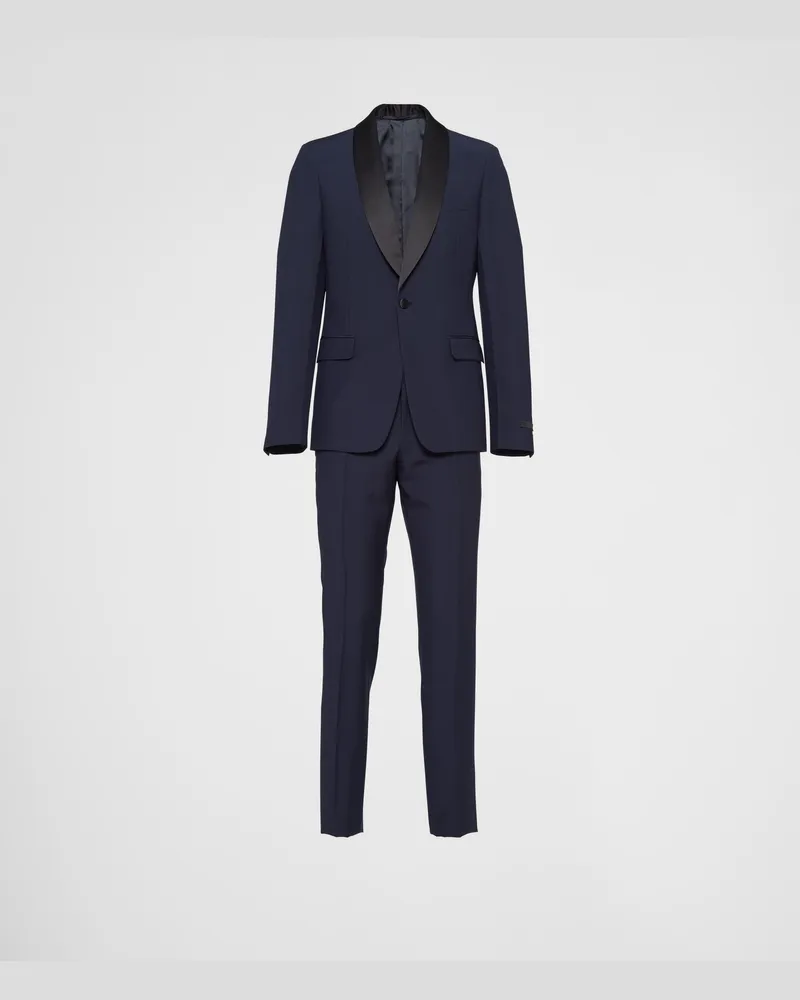 Prada Einreihiger Smoking aus Wolle und Mohair Blau