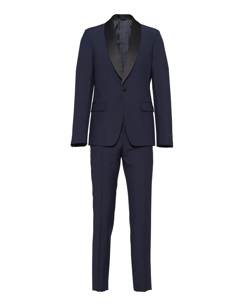 Prada Einreihiger Smoking Aus Wolle Und Mohair, Herren, Blau/schwarz, Größe Blau