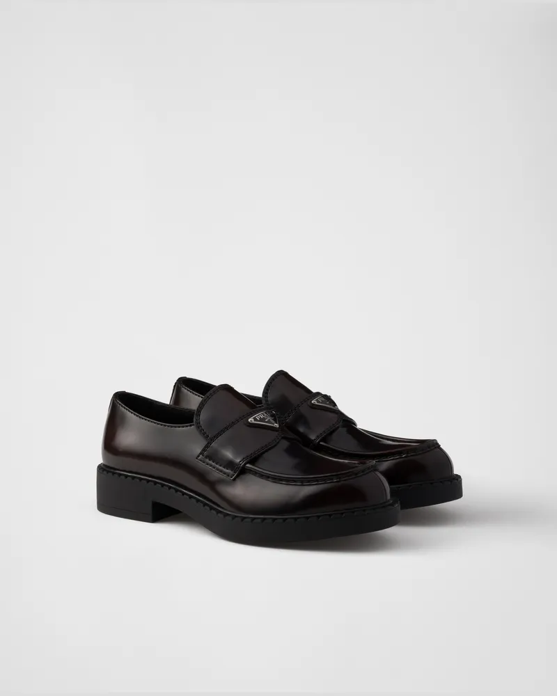 Prada Chocolate Mokassins Aus Gebürstetem Leder, Herren, Sienna, Größe 12 Sienna