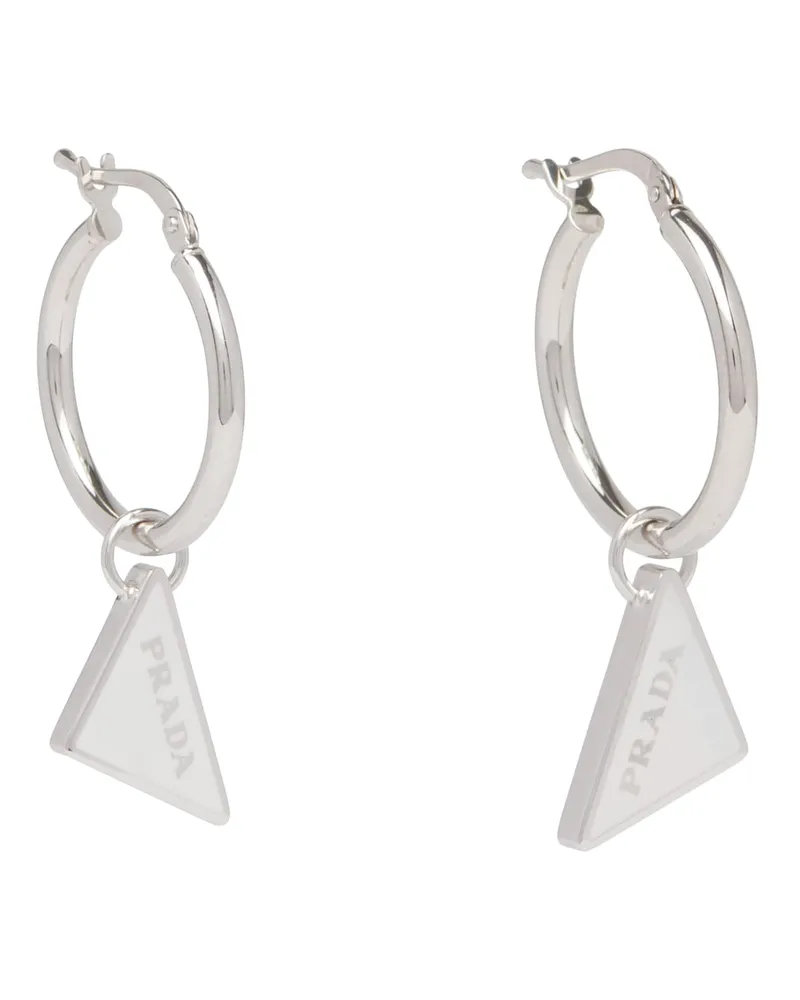 Prada Symbole Ohrhänger, Damen, Weiss Weiss