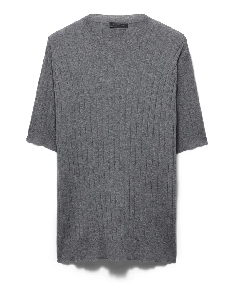 Prada Rundhalspullover Aus Kaschmir Und Seide, Herren, Schiefergrau, Größe Schiefergrau