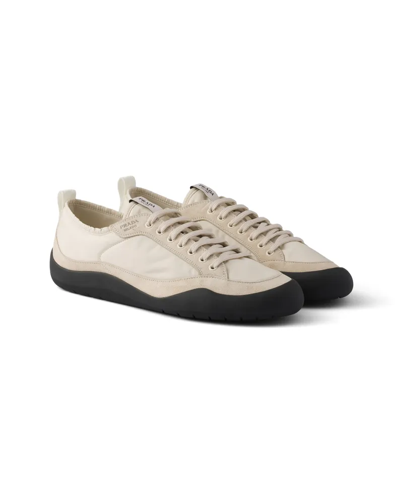 Prada Speedrock Sneaker Aus Re-nylon Und Veloursleder, Herren, Elfenbein, Größe 13 Elfenbein