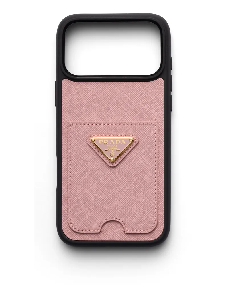 Prada Hülle Für Iphone 17 Pro Max Aus Saffiano-leder, Damen, Pfirsich Pfirsich