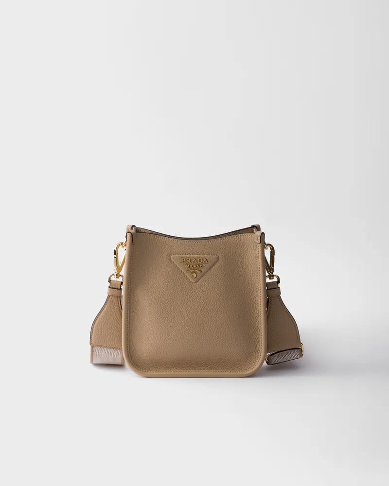 Prada Mini-Schultertasche aus Leder Beige