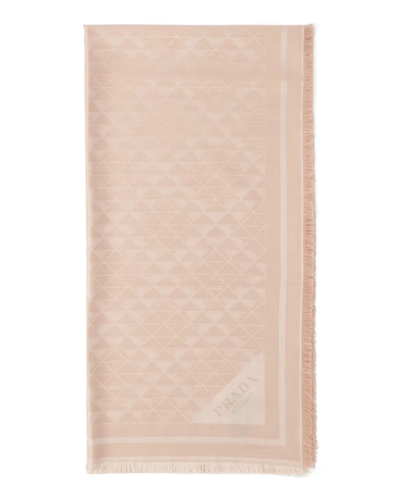 Prada Symbole-jacquard-schal Aus Seide Und Wolle, Damen, Seerose Seerose