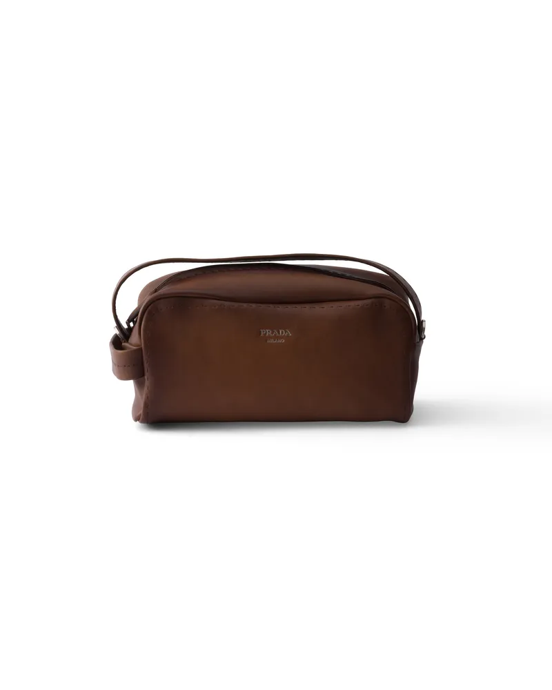 Prada Schultertasche Aus Nappa-leder, Herren, Kakaobraun Kakaobraun