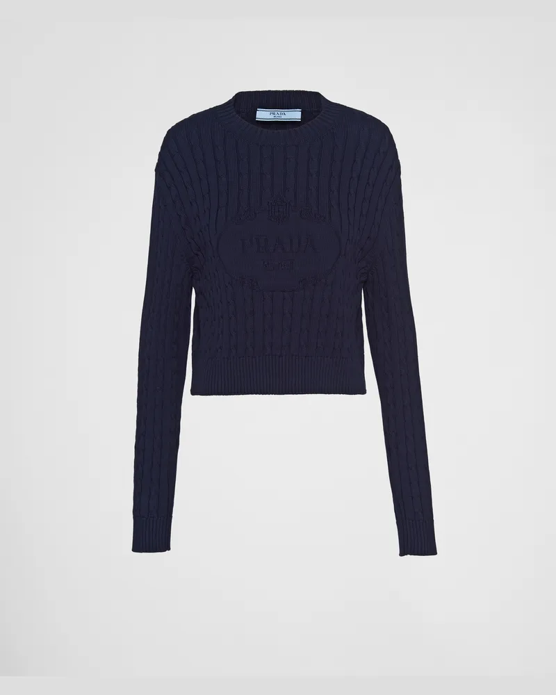 Prada Rundhalspullover aus Baumwolle Blau
