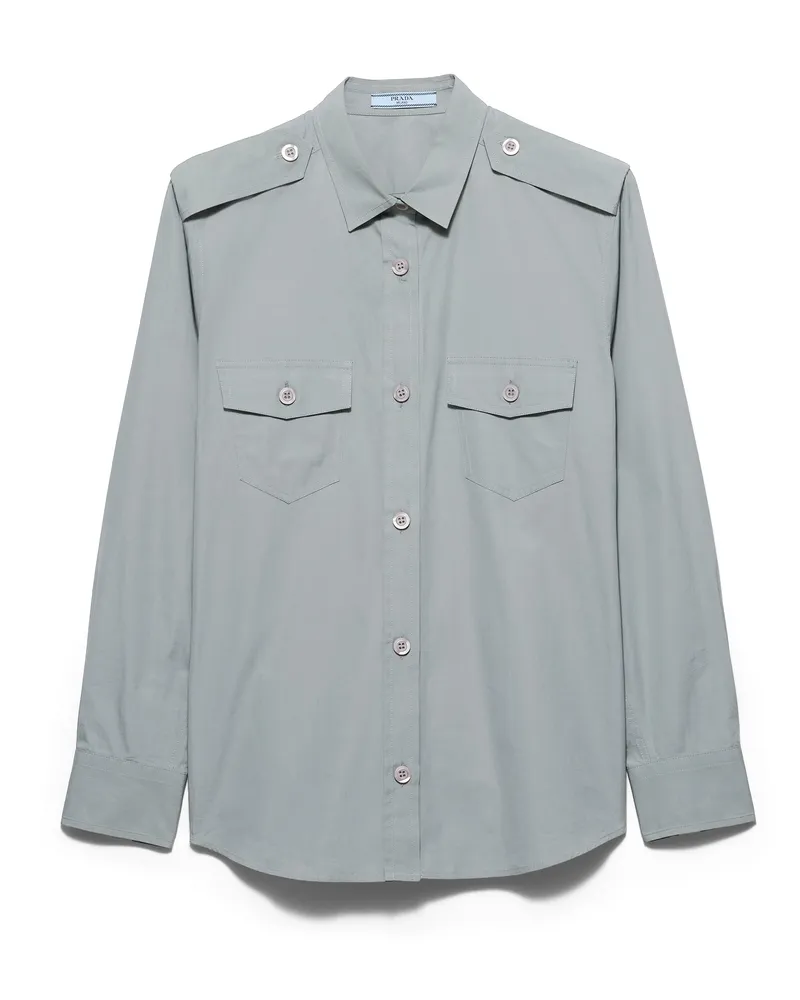 Prada Hemd Aus Baumwolle In Popelinegewebe, Damen, Pyrit, Größe Pyrit