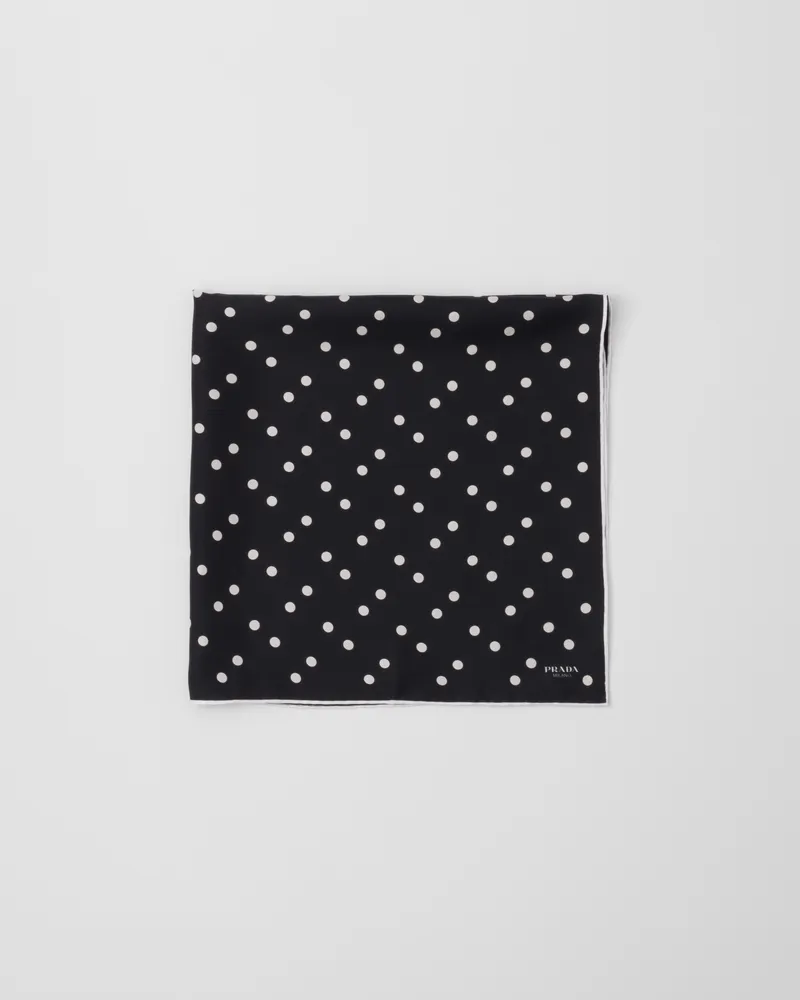 Prada Schal aus Seidentwill mit Print, 65 x 65 Schwarz