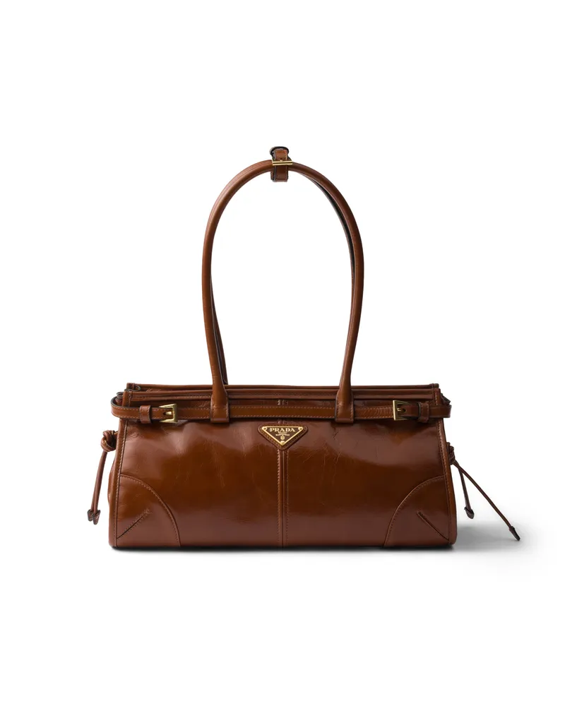 Prada Bonnie Mittelgroße Handtasche Aus Leder, Damen, Palisander Palisander