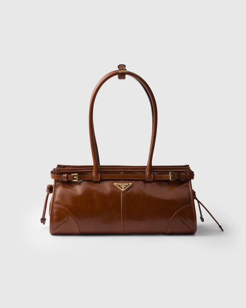 Prada Bonnie Mittelgroße Handtasche aus Leder Palisander