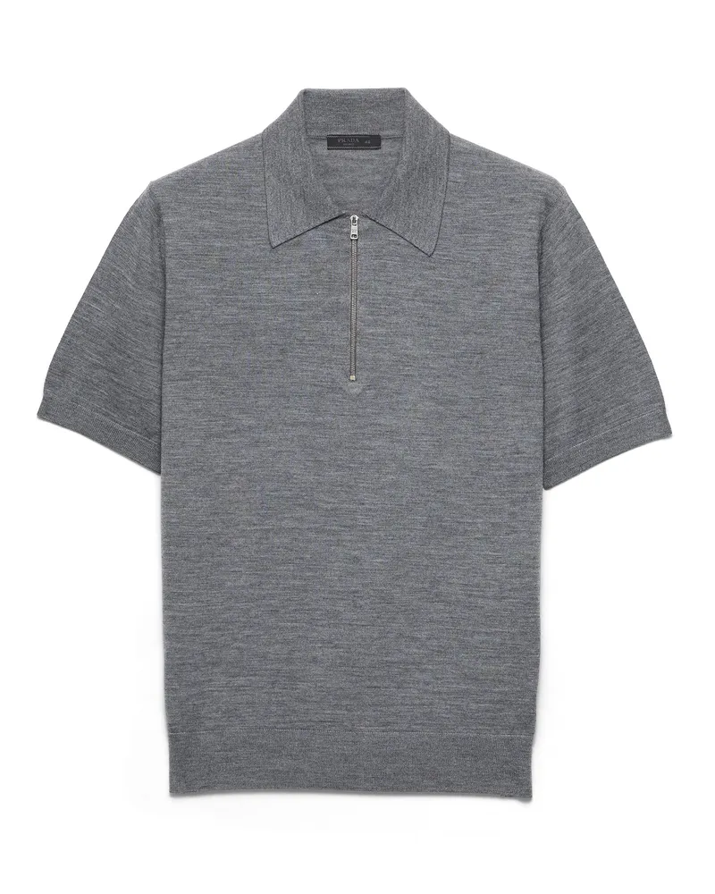 Prada Poloshirt Aus Superfine-wool, Herren, Schiefergrau, Größe Schiefergrau
