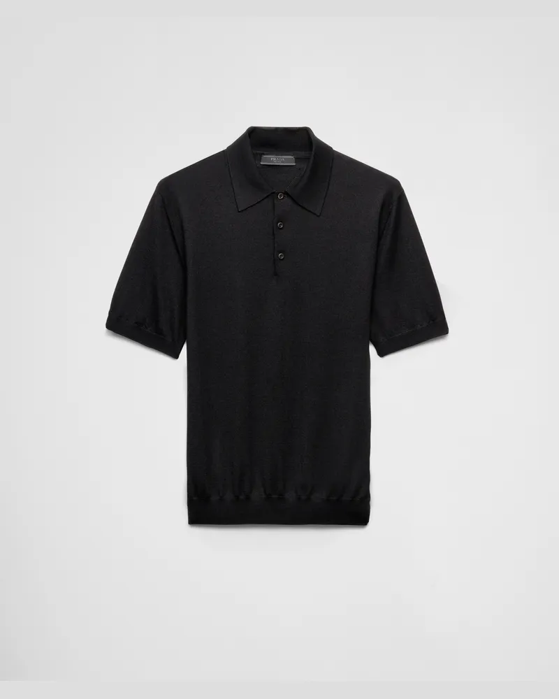 Prada Poloshirt aus Kaschmir und Seide Schwarz
