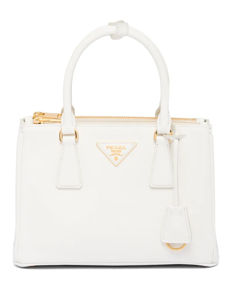 Prada Kleine  Galleria Tasche Aus Saffiano-leder, Damen, Weiss Weiss