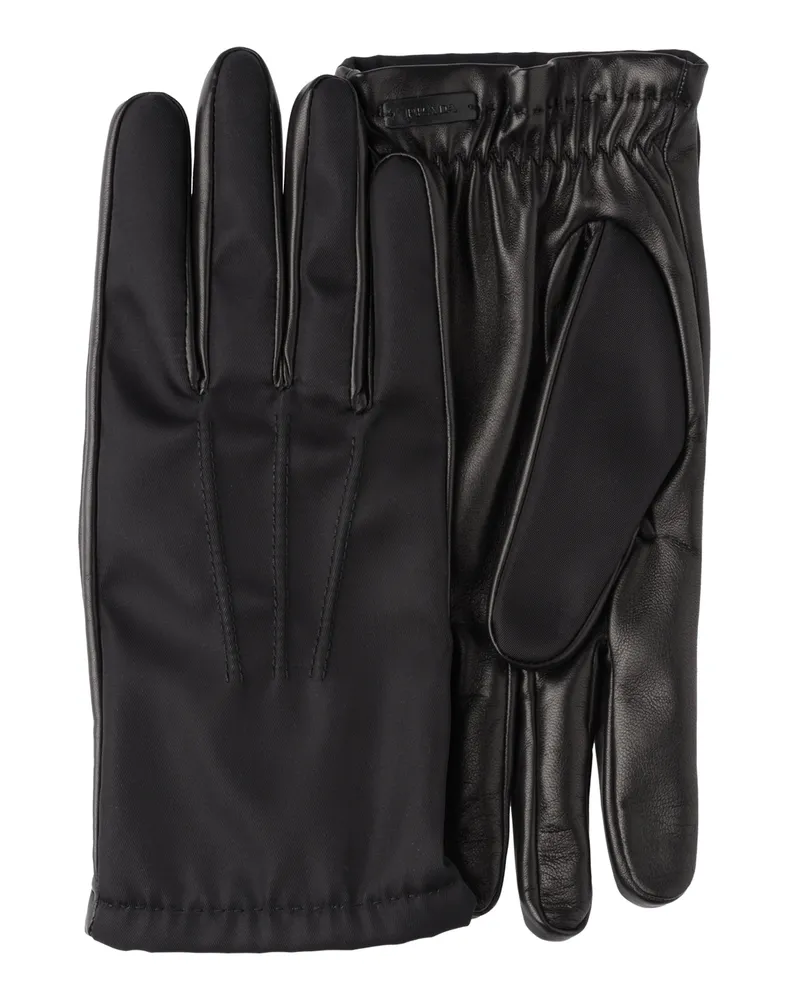 Prada Handschuhe Aus Re-nylon Und Nappa-leder, Herren, Schwarz, Größe 8 Schwarz