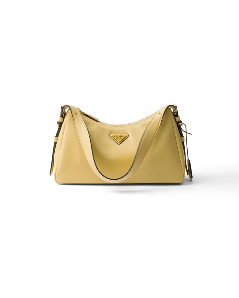 Prada Mittelgroße  Aimée Schultertasche Aus Leder, Damen, Vanille Vanille