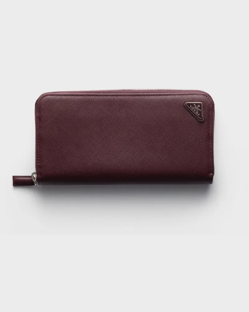 Prada Geldbörse aus Saffiano Burgunderrot