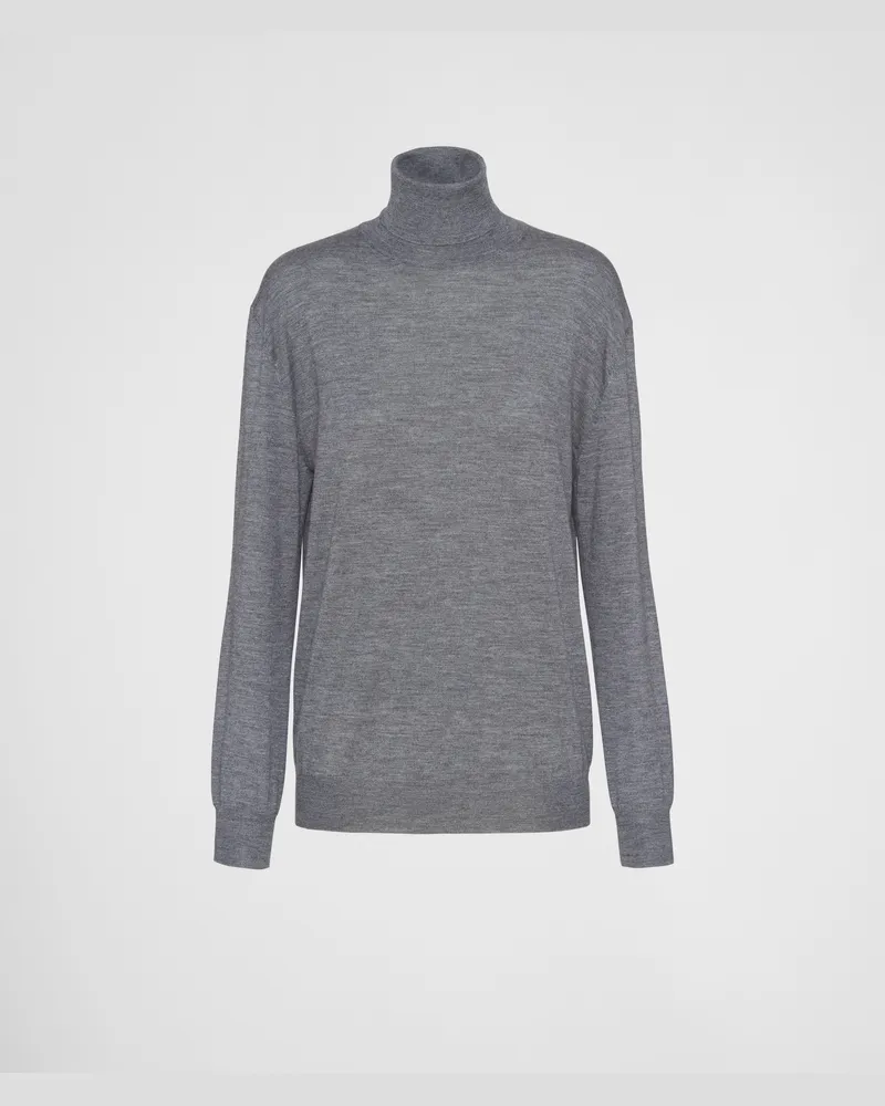 Prada Rollkragenpullover aus Kaschmir und Wolle Schiefergrau