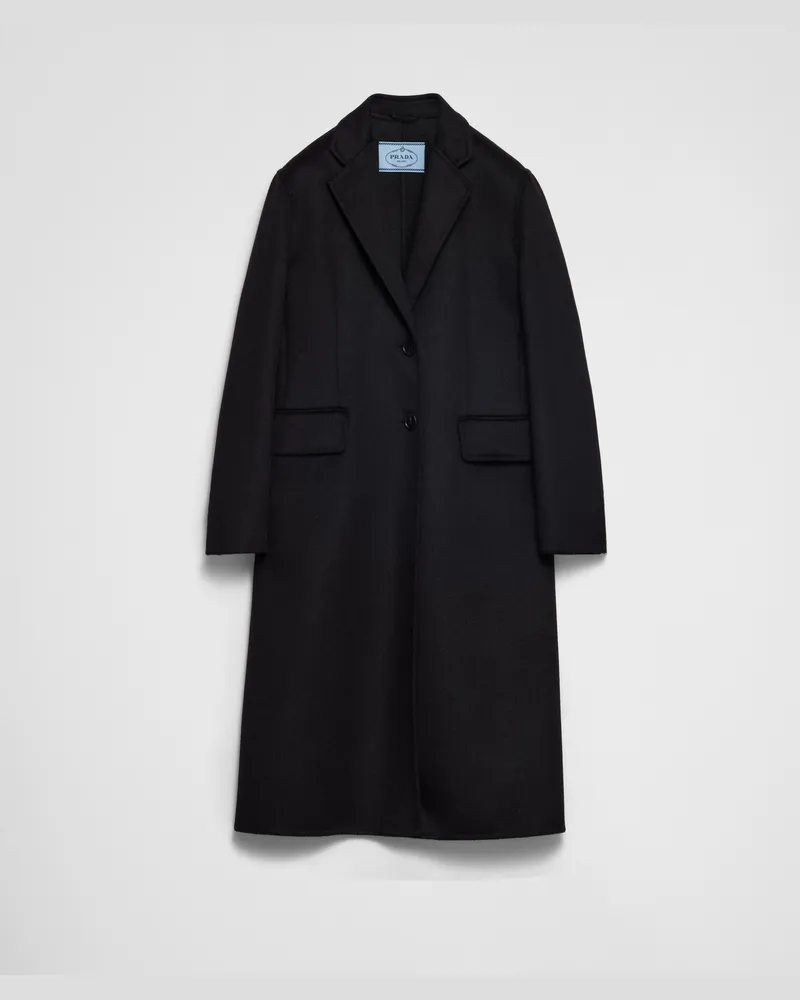 Prada Einreihiger Mantel aus Kaschgora Schwarz