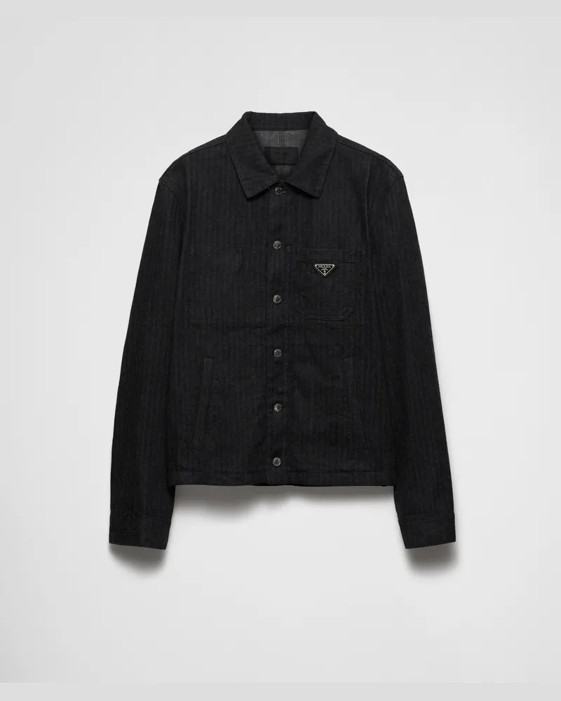 Prada Blousonjacke aus Chevron-Denim Schwarz