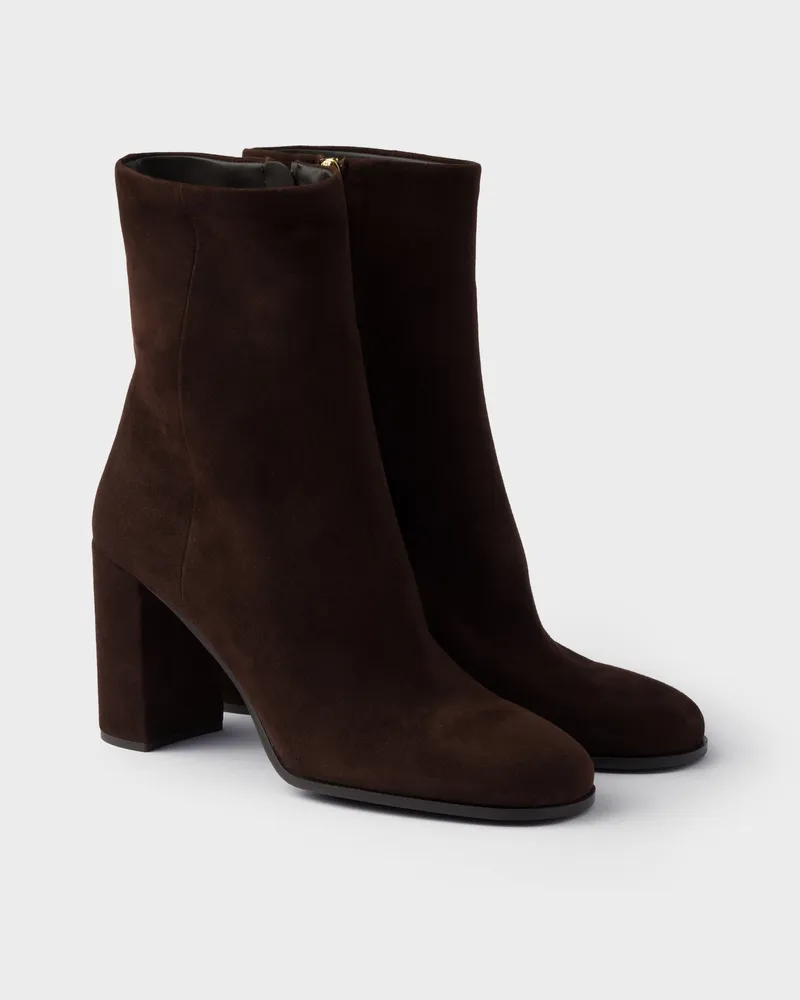 Prada Stiefeletten aus Wildleder Dunkelbraun