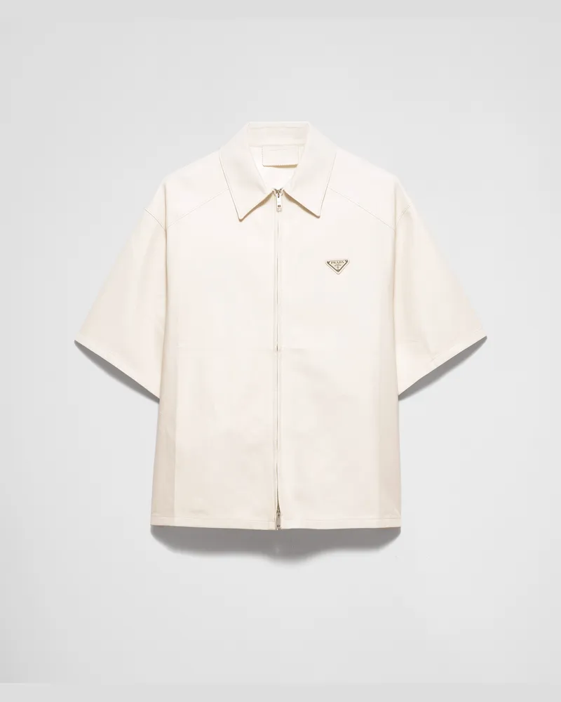 Prada Hemd aus Nappa-Leder Kalkweiss