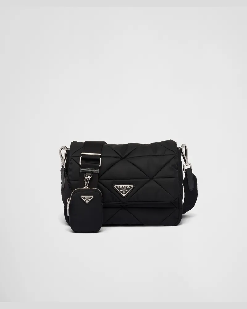 Prada Schultertasche aus gepolstertem Re-Nylon Schwarz