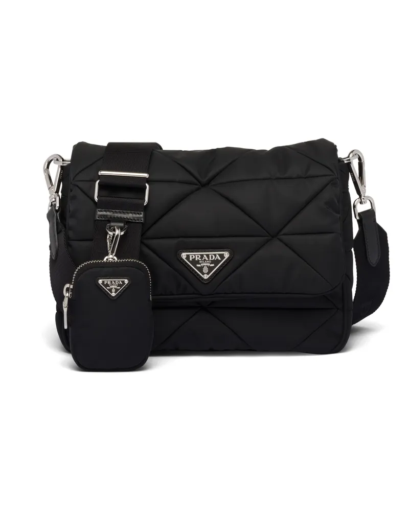 Prada Schultertasche Aus Gepolstertem Re-nylon, Damen, Schwarz Schwarz